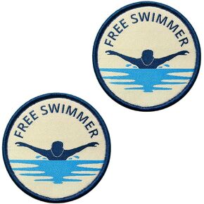 2 Pieces Free Swimmer Patches Tactical Embroidery Patches,Full Embroidered Appliques Tactical Loop and Hook Military Funny Flag Patch for Clothes,Jeans,Caps,Jacket,Vest,Bags,Hats,Backpacks Etc