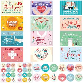 Fancy Land Medical Thank You Cards Morsed الأطباء بطاقات تقدير للعاملين في مجال الرعاية الصحية مع الأظرف لممرضات التخرج يوم 24pcs