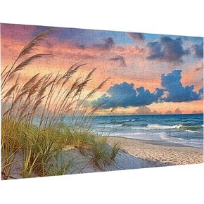 Puzzles for adults 300 pieces jigsaw puzzles Beach sunset Formation wooden Wall Art Pictures for Living Room Props Toys 14.9 x 10.2 in