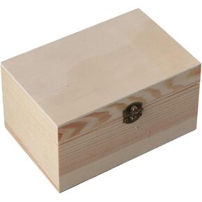 مربع خشبي غير مكتمل ، 5.9x3.9x3.1in مربع تخزين مع غطاء مفصلي ، صندوق DIY Crafts لمجوهرات المنزل deocration
