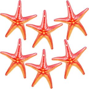 6 Pack 19 Inch Inflatable Starfish PVC Blow Up Starfish Bulk Inflatable Starfish Beach Float Toy for Carnival Birthday Summer Beach Pool Party Favors