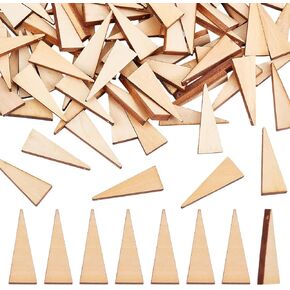 Olycraft 100pcs حبات المثلث الخشبي 1.6x0.6 بوصة غير مكتملة الخشب غير المكتم