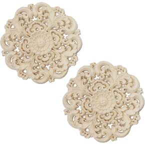 2pcs مستديرة من الخشب المنحوت المنحوت