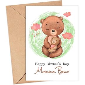 إلى Momma Bear Bear Happy Mother Card - Momma Bear Card - Bear Hug من بطاقة أمي - بطاقة للأم - فكرة هدية عيد الأم اللطيفة - بطاقة تحية لها - بطاقة عيد الأم - بطاقة من الابن - ابنة