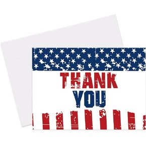 Whaline 30Pcs Patriotic Greeting Cards American Flag Thank You Cards Retro 4th of July Note Card with Envelops and Adhesive Stickers for Independence Day Party Favor Supplies, 4 x 6inch