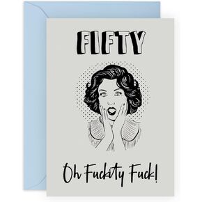 CENTRAL 23 50th Birthday Cards For Women - Retro Vintage Funny - Best Friend Birthday Card Age 50 - For Mom Aunt Sister - Female Birthday Card For Her Fiftieth - Comes With Fun Stickers