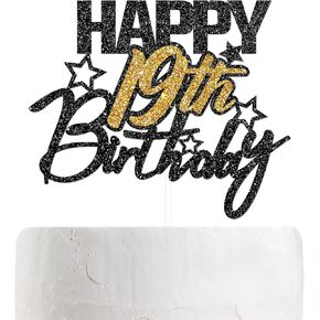 Happy 103 عيد ميلاد كعكة أعلى ، لمعان الذهب الأسود ، النساء الرجال 103 سنة زخارف كعكة ، لوازم زخرفة حفلة عيد ميلاد سعيد
