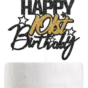 Happy 103 عيد ميلاد كعكة أعلى ، لمعان الذهب الأسود ، النساء الرجال 103 سنة زخارف كعكة ، لوازم زخرفة حفلة عيد ميلاد سعيد in Kuwait