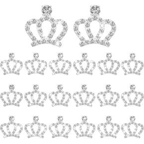 20 PCS Crown Charms ، Rhinestone Crown Stickers Metal Mini Bling tiny tiny charms for crafts المجوهرات صنع دبابيس ملابس متلألئة للسلسلة الرئيسية لزخارف أقراط DIY (Silver)