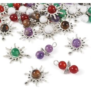 Cheriswelry 40pcs Sun Angel Gemstone Gemstone Natural Dangle Pendants 27mm - حجري سحر Crystal Necklace لتصنيع مجوهرات مفاتيح Craft Craft