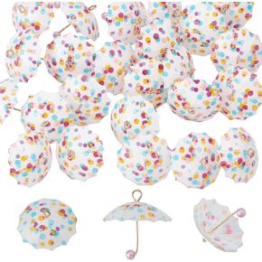Sunnyclue 1 Box 24PCS 3D Pearl Placbrella Plass Pendants Mini Charms Acrylic Dangle Pendants مع حلقات نحاسية لأقراط DIY مجوهرات جعل الإكسسوارات إيجاد لوازم