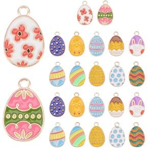 Healifty 24pcs Easter Egg Charms Easter Earrings Jewelry Making Enamel Colored Spring Pendant Accessories for Necklace Bracelet Earrings DIY Crafting