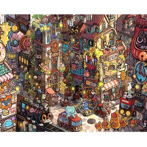 Pintoo Jigsaw Puzzles 2000 Piece for Adults - Pao Mian - Art Street Beautiful Plastic Puzzle for Home Decor Zero Dust Easy Storage [H3607]