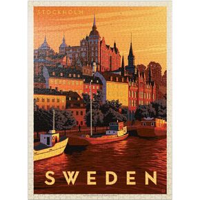 MyPuzzle Sweden: Stockholm, Vintage Poster - Premium 500 Piece Jigsaw Puzzle for Adults