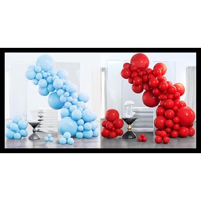 PartyWoo Red and Light Blue Balloons 170 pcs Different Sizes Pack of 18 12 10 5 Inch Baby Pastel Blue and Red Balloon Arch Kit Garland for Graduation Wedding Baby Shower Birthday Party Decorations