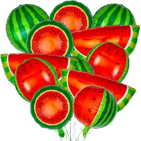 12PCS Watermelon Foil Balloons 4D Watermelon Party Decorations Summer Fruit Balloons for Watermelon Birthday Party Supplies One In A Melon Party Decorations (Watermelon)