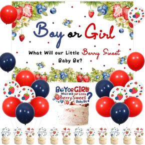 Berry Sweet Baby Gender تكشف عن ديكورات أو فتاة ما الذي سيحصل عليه Berry Sweet Baby Beaddrop Pink و Blue Strawberry Blueberry Cake Cupcake Topcake Pink Blue Blue For Team Boy Girl Party