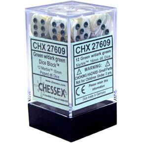 Chessex DND DICE Set D&D DICE-16MM MARBLE GRAY و DARK POLLIDRAL POLYHEDRAL DICE STENGONS و DRAGONS يشمل 12 زهر-D6 ، (CHX27609)