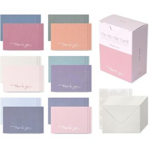 Monolike Day-by-day Card, Happy birthday ver.2 - Mix 36 Mini Single cards, 36 envelopes, 36 stickers Package