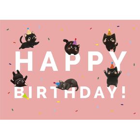 Gooji Six Black Cats Funny Birthday Card - Cute 5x7 Cat Theme Birthday Cards for Women, Husband Birthday Card, Perfect for Cat Lovers, Kids & Adults - Fun Card for Mom, Dad, Best Friend