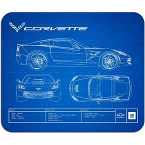 C7 Corvette Stingray Blueprint Mouse Pad - حصيرة مكتب غير قابلة للانزلاق مع قاعدة مطاطية مستقرة لسطح المكتب - مرخص رسميًا من قبل جنرال موتورز