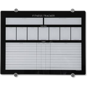 Glassboard Studio Highled Glass Glass Dry Poard - Planner المثالي ، والهدف ولوحة المهام لتتبع اللياقة - لوحة جدولة مثالية للمنزل والشقة واستخدام الصالة الرياضية (18 بوصة 24in)