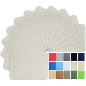 12 Pieces Iron-on Patches Premium Quality Fabric Inside & Outside. Strongest Glue Hundred Percent Cotton Beige Repair Decorating Kit Size 3" by 4-1/4" (Cotton-Beige)