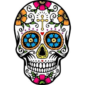 Set of 5 Suger Skull Iron on Screen Print Fabric Applique Machine Washable Transfer Suger Skull