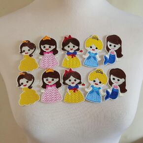 10pcs princess patches patches الحديد على ملحق التطريز الزخارف الكرتون (Princess C)