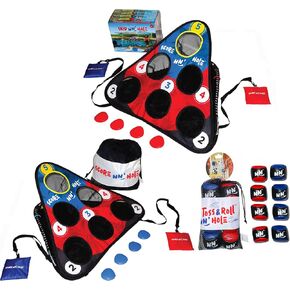 تخطي nn 'Hole + Troass & Roll nn' Hole | مجموعة لعبة البلياردو والأرض حزمة | تخطي Stone + Toss & Roll Cornhole Game لحوض السباحة أو الأرض أو البحيرة | لعبة رائعة لجميع الأعمار