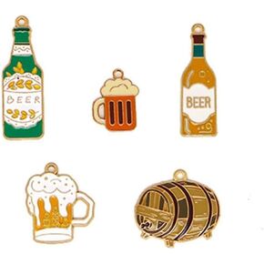 DanLingJewelry 30Pcs Enamel Drink Charms Mixed Styles Enamel Beer Bottle Cup Charms for Jewelry Making Necklaces Earrings