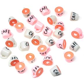 Honbay 30PCS Plastic Dollhouse Mini Resin Coffee Cup Charms Pendant Tableware Hanging Ornament for Necklace Earring Bracelet Keychain Jewelry Making or DIY Craft - 2 Colors