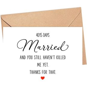 DiandDesignGift 4015 Days Married Card - Funny 11th Wedding Anniversary Card - 11 Year Anniversary Card Husband Wife Couple - Gift For Husband - For Wife