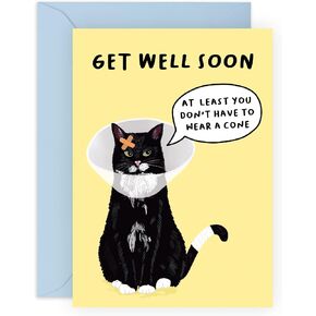 CENTRAL 23 Get Well Soon Card - Feel Better Soon - Funny Cat Mom & Dad Card - Vegan Ink, Comes With Stickers
