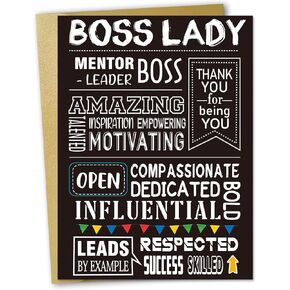 Ziwenhu Big Boss Day Card for Boss Lady, Boss Lady Gifts for Her, Large Boss Lady Birthday Card, Boss Appreciations Thank You Card for Women