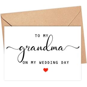 DiandDesignGift To My Grandma On My Wedding Day Card - Wedding Day Card - Family Of The Bride Or Groom Cards - Wedding Party Card - Calligraphy Card Grandma Wedding Day - Thank You Wedding Card