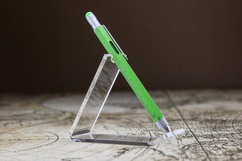 Troika CONSTRUCTION – PIP20/NG – Multitasking ballpoint pen – centimetre and inch ruler – 1:20 m and 1:50 m scale – spirit level – brass – laquered – neon green, silver original in Saudi Arabia
