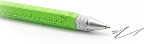 Troika CONSTRUCTION – PIP20/NG – Multitasking ballpoint pen – centimetre and inch ruler – 1:20 m and 1:50 m scale – spirit level – brass – laquered – neon green, silver original in Saudi Arabia