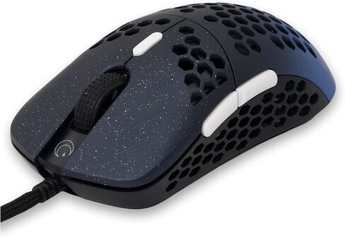 G-Wolves Hati HTS (Small) ACE Wired Gaming Mouse Ultra Lightweight Honeycomb Design - PAW3389 Sensor - 50 to 19,000 CPI - 45±2Gram(~1.3 oz) - TTC Gold Encoder (Small-Wired-Transparent Blue) in Kuwait