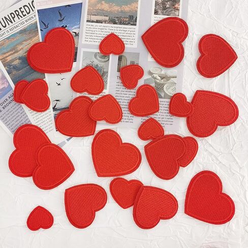 24pcs Black Heart Iron on Patches, Embroidered Heart Shape Iron on Patches for Clothing Jacket Backpacks Hat and More, 4 Size Black in Kuwait