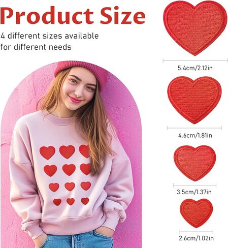 24pcs Black Heart Iron on Patches, Embroidered Heart Shape Iron on Patches for Clothing Jacket Backpacks Hat and More, 4 Size Black in Kuwait
