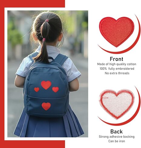 24pcs Black Heart Iron on Patches, Embroidered Heart Shape Iron on Patches for Clothing Jacket Backpacks Hat and More, 4 Size Black in Kuwait