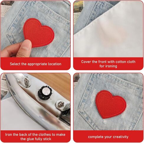 24pcs Black Heart Iron on Patches, Embroidered Heart Shape Iron on Patches for Clothing Jacket Backpacks Hat and More, 4 Size Black in Kuwait