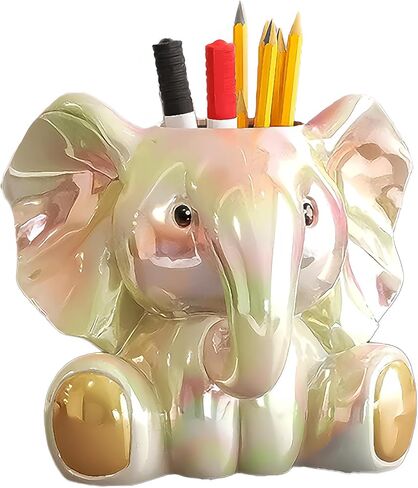 Adorable Elephant Pencil Holder for Desk – Cute Anime-Style Pen Cup, Stylish Desk Organizer and Elephant Gift for Women, Home Office Decor (5.9" D x 4.7" W x 5.1" H) in Kuwait