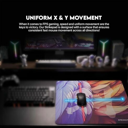 Gaming Mousepad and Desk Mat, Waterproof Speed Mouse Pad, Transformation Pattern, Non-Stitched Edges, Large Mouse Mat for Gaming and Office, FANTECH STRIKEPAD MST491, Black 19.3" x 16.6" in Saudi Arabia