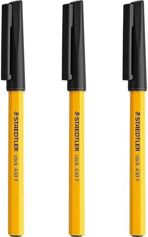 STAEDTLER Fine 0.3mm 430 Stick Ballpoint Pens Writing Pen Smooth - Black and Blue Ink (6) in Saudi Arabia