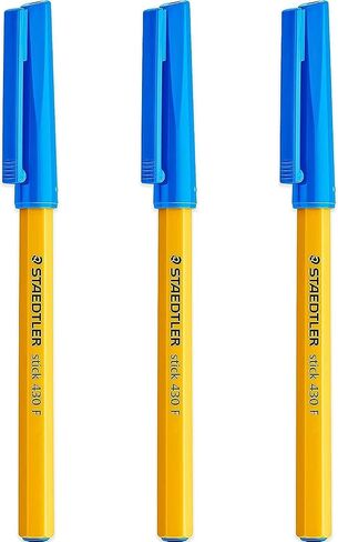 STAEDTLER Fine 0.3mm 430 Stick Ballpoint Pens Writing Pen Smooth - Black and Blue Ink (6) in Saudi Arabia