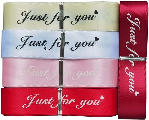 Just for You Ribbon Satin Ribbon Wedding Christmas Valentin's Day Gift Box DIY Craft Decor Ribbon (Mixed Colors-1, 1''x10Yards) in Saudi Arabia