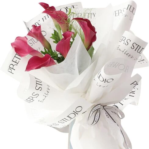 XGOPTS 20 Sheets Flower Wrapping Paper Waterproof Korean Style Letter Printed Floral Bouquet Gift Packaging Paper for Birthday Mother’s Day Easter Valentine's Day Wedding Christmas Holiday Decoration in Saudi Arabia