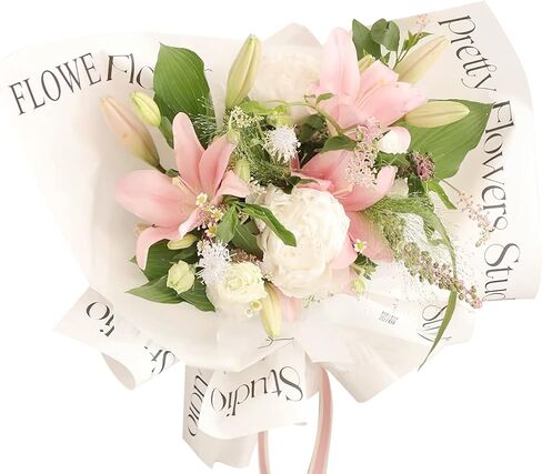 XGOPTS 20 Sheets Flower Wrapping Paper Waterproof Korean Style Letter Printed Floral Bouquet Gift Packaging Paper for Birthday Mother’s Day Easter Valentine's Day Wedding Christmas Holiday Decoration in Saudi Arabia